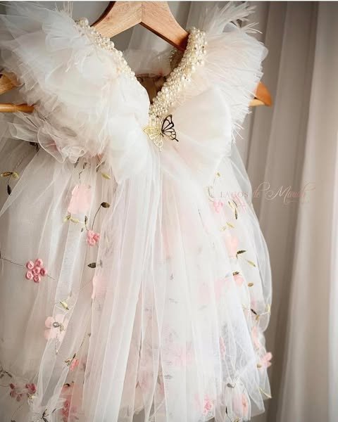 Golden Flutter Pink Garden Frock. - Image 3