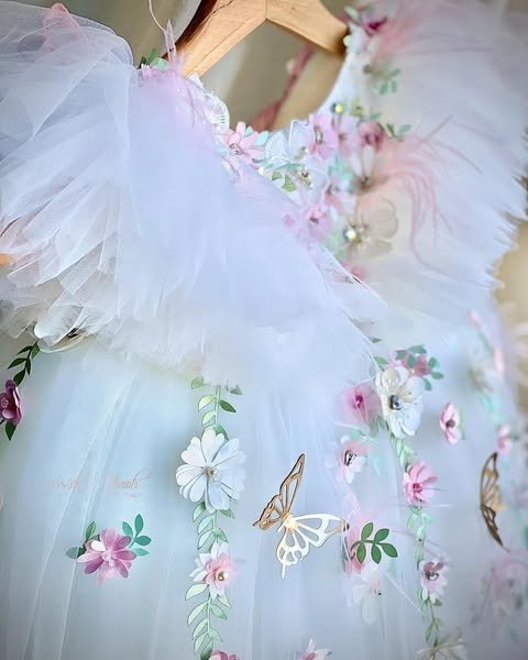 White Butterfly Garden Frock - Image 2