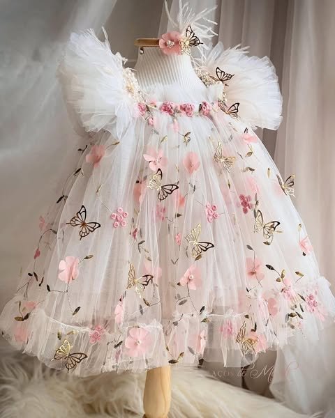 Golden Flutter Pink Garden Frock.
