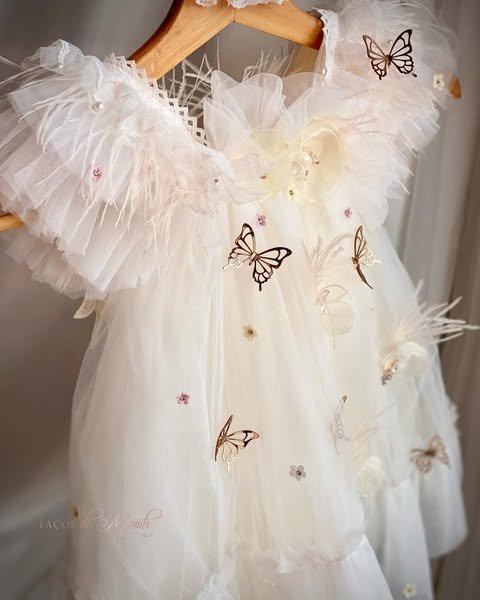 Angel Wing Butterfly Baptism Frock - Image 4