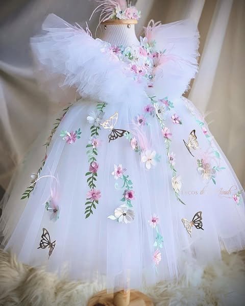 White Butterfly Garden Frock