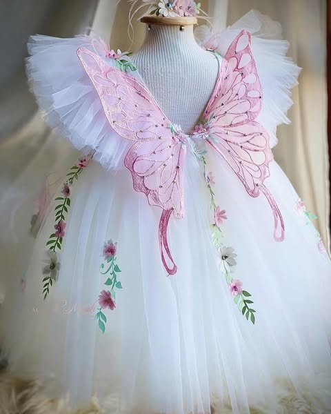 White Butterfly Garden Frock - Image 5