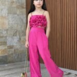 Hot Pink Ruffled Top & Wide Pants western wears