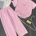 Pink Pearl Embellished Tracksuit Set western wears