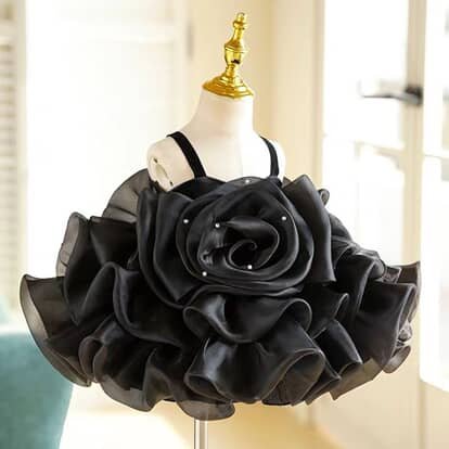 Sophisticated Black Ruffled Rose Petal