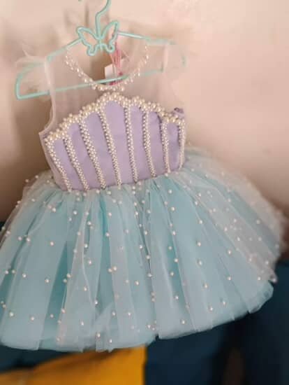 Aqua and Lavender Pearl Princess frock