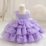 Enchanting Lavender Pearl Ruffle frock