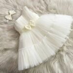 Elegant White Tulle Christening frock