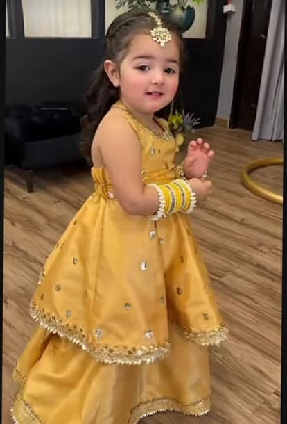 Golden Yellow Kids' Festive Anarkali Set