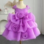 Regal Lavender Organza Rose Embellished frock