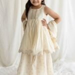 Off-White Gold Dot Kids' Sharara Suit