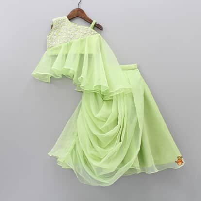 Asymmetrical Lime Green Kids' Outfit